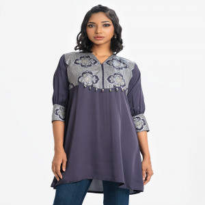 Navy Blue Crepe A-line Tunic