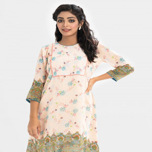Peach Georgette A-Line Tunic