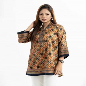 Multi-Color Glossy Satin Short Tunic