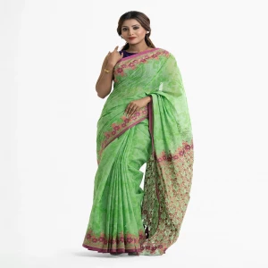 Mint Green Cotton Saree