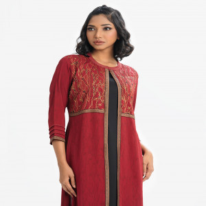 Maroon Shrug With Tunic