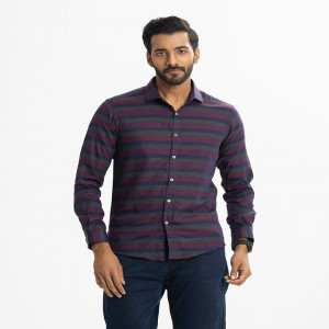 Blue Jacquard Long Sleeve Business Casual Shirt