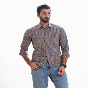 Blue Cotton Long Sleeve Casual Shirt
