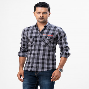 Black Cotton Long Sleeve Casual Shirt