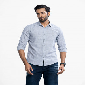 Blue Cotton Long Sleeve Casual Shirt