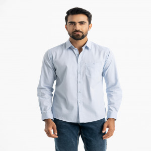 Sky Blue Cotton Long Sleeve Casual Shirt