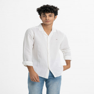 White Cotton Long Sleeve Casual Shirt