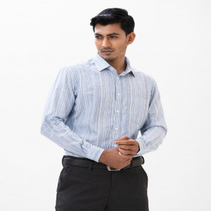 White Jacquard Long Sleeve Formal Shirt