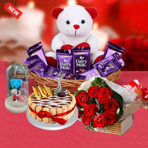 Red Rose, Dairy Milk & Teddy Bear Combo