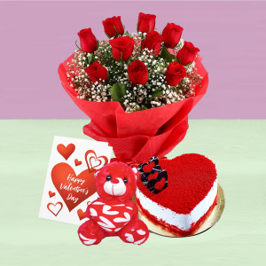 Valentine's Combo With Cake and Teddy