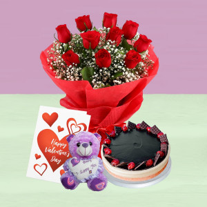 Valentine's Combo With Cake and Teddy