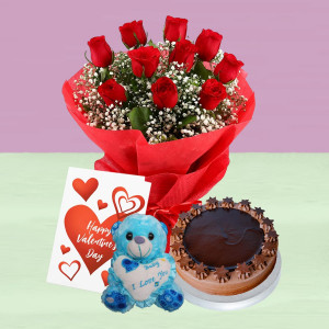 Valentine's Combo With Cake and Teddy