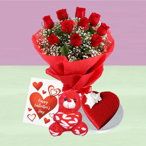 Valentine's Combo With Cake and Teddy