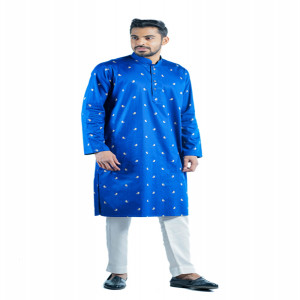 Crimson Red Cotton Printed Panjabi