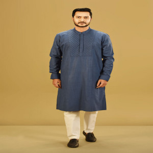 Teal Blue Cotton Panjabi