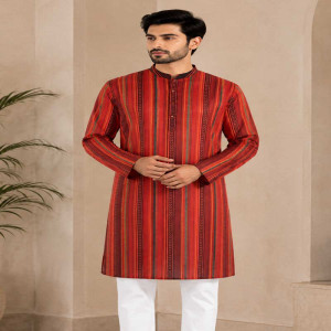 Multi Colour Voile Printed Panjabi