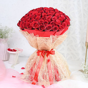 50 Pieces Red Roses Bouquet