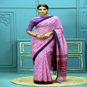 Pale Purple Coloured Cotton Printed Saree