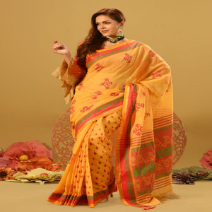 Basanti Cotton Printed Saree