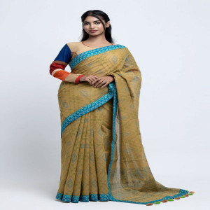 Biscotti Half Silk Printed Saree
