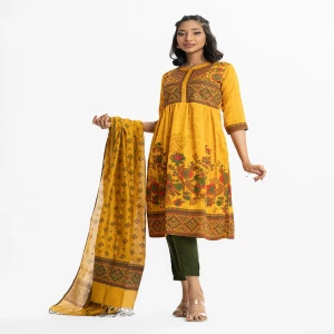 Golden Crepe A-line Salwar Kemeez