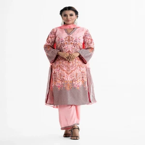 Red Crepe Straight Salwar Kameez