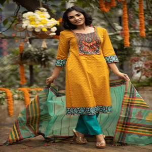 Cotton Printed & Embroidered Salwar Kameez