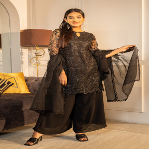 Black Georgette Karchupi Ornamented Salwar Kameez Set