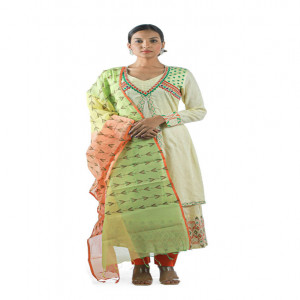 Baby Maize Linen Printed & Hand Embroidered Salwar Kameez Set