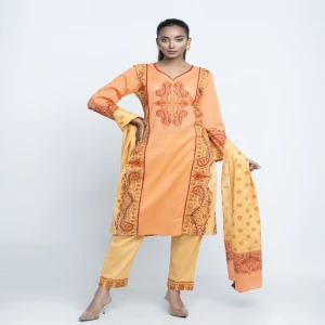 Lava Orange Voile Printed Salwar Kameez Set