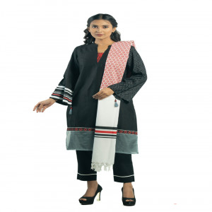Black Viscose Printed Salwar Kameez Set