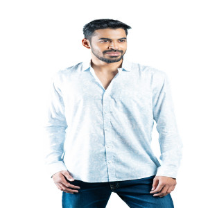 White Cotton Printed Casual Shirt
