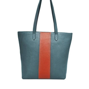 Sky Blue Leather Tote Bag