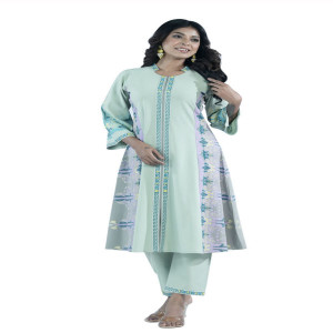 Sage Green Cotton Printed Kurti