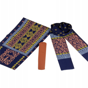 Navy Blue Voile Printed Salwar Kameez Set