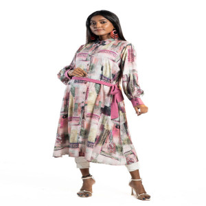 Multicolour Linen Kurti