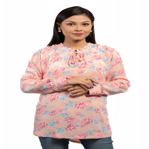 Salmon Georgette Printed Shirt