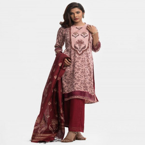 Pink Georgette A-line Salwar Kameez