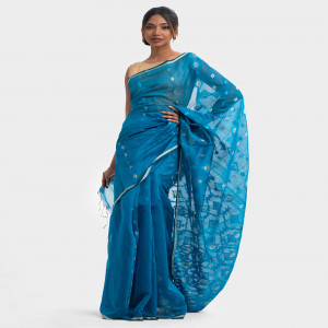 Blue Half-silk Saree