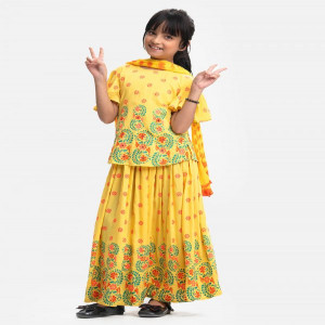Yellow Viscose Kids Ghagra Choli