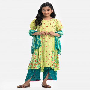 Green Viscose A-line Salwar Kameezz