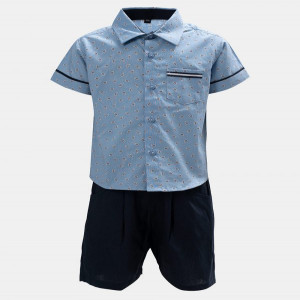 Sky Blue Cotton Shirt Pant Set