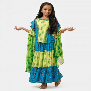 Green Viscose Ghagra Choli Set
