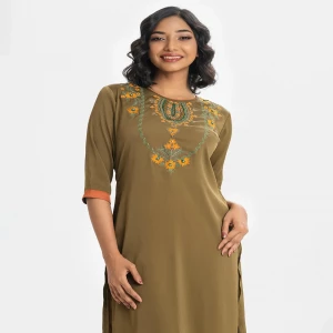 Olive Green Joom A-line Kameez