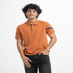 Brown Interlock Kinit Short Sleeve Polo