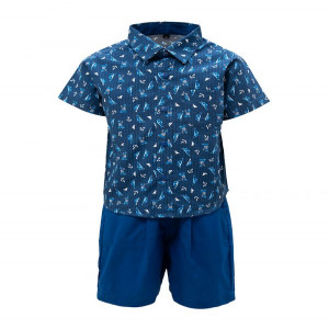 Blue Cotton Shirt Pant Set