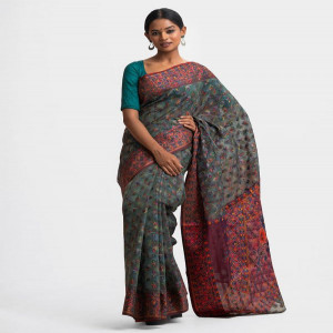Green Half Silk Sari