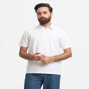 White Cotton Pique Polo
