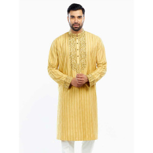 Maroon Printed Silk Panjabi