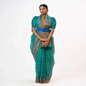 Aqua Green Cotton Saree